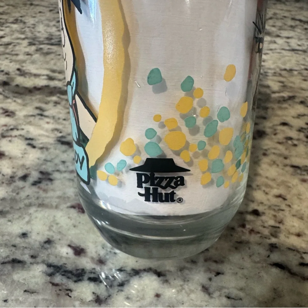 1986‎ Flintstone Kids Pizza Hut Glass Freddy Fred Hanna-Barbera Vintage